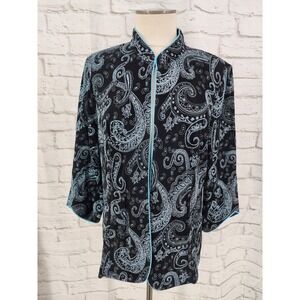 Alex Evenings Formal Jacket Topper XXL Slinky Mandarin Collar Paisley Sparkle